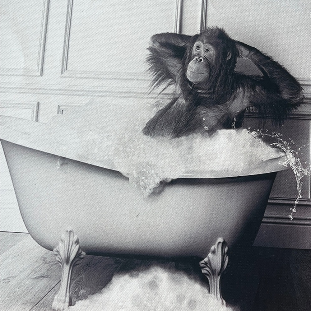 Orangutan in Bubble Bath Tub Print New